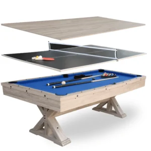 Freetime Fun The Rockford 7' Multi-Game Table in Rustic Oak with Blue felt